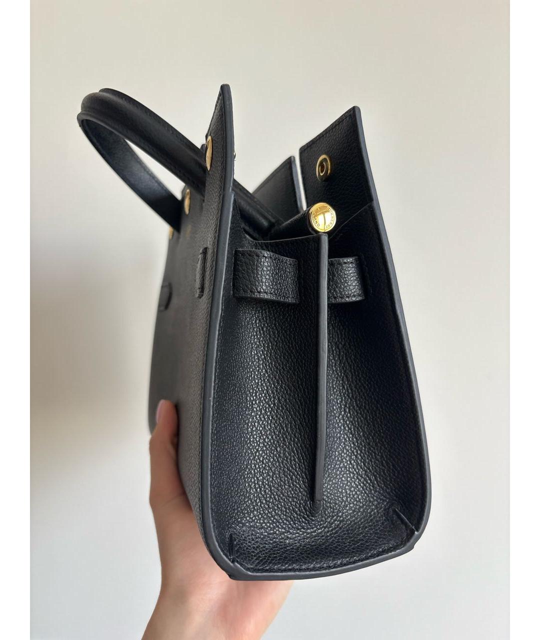 BURBERRY Черная кожаная сумка тоут, фото 5