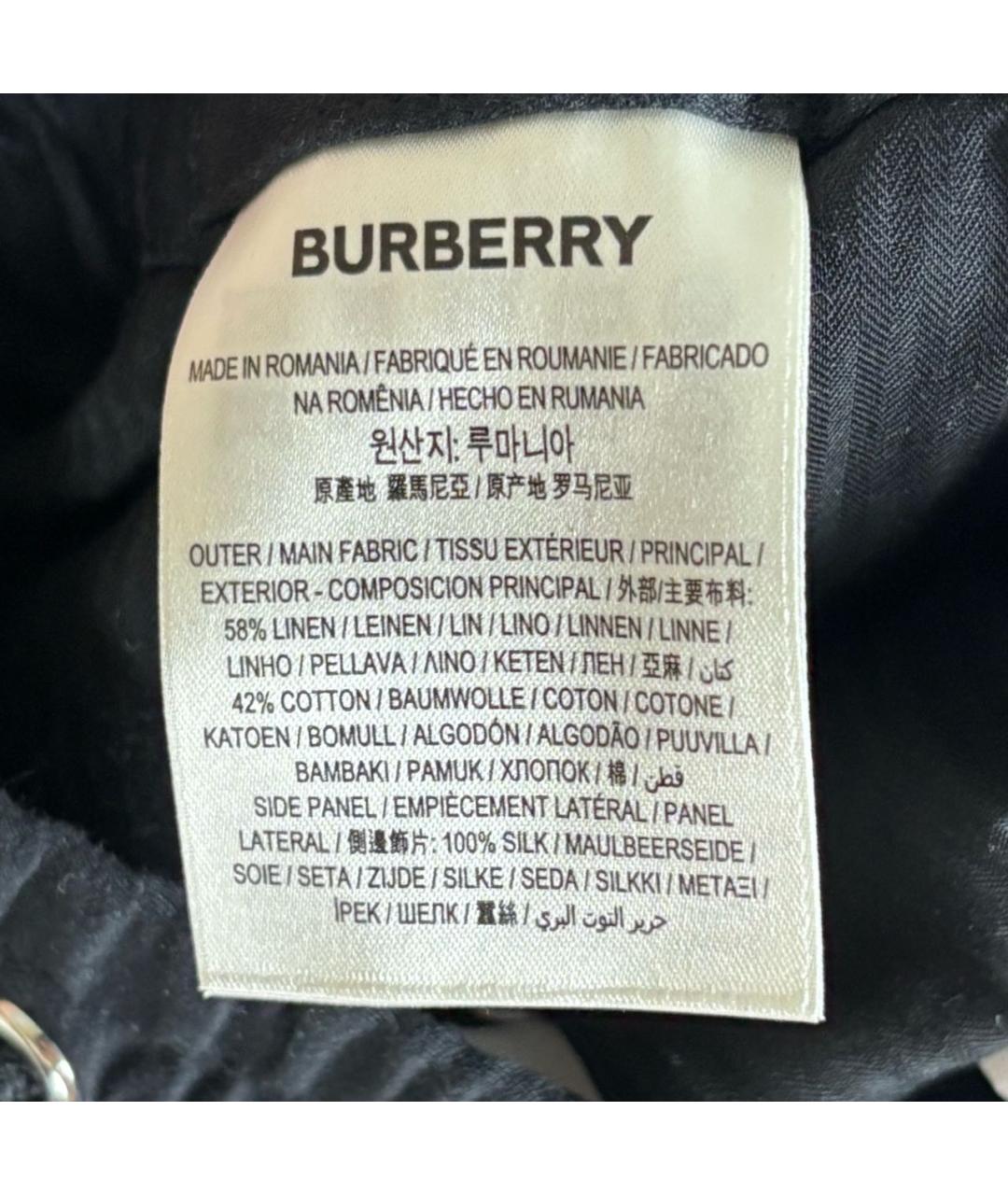 BURBERRY Черные льняные брюки чинос, фото 5