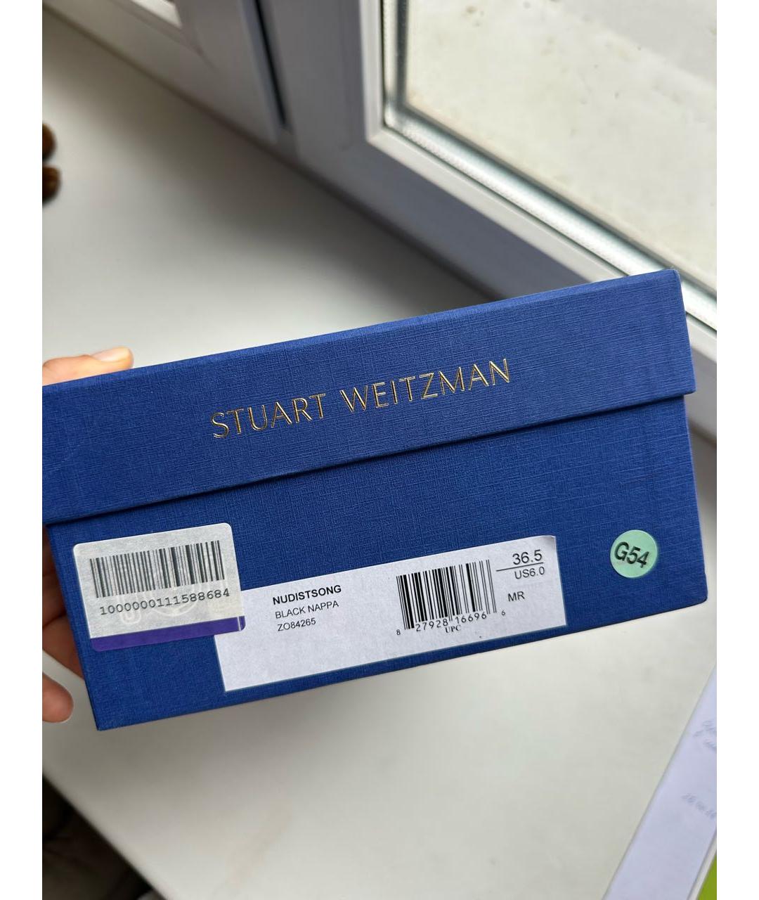 STUART WEITZMAN Черные кожаные босоножки, фото 7