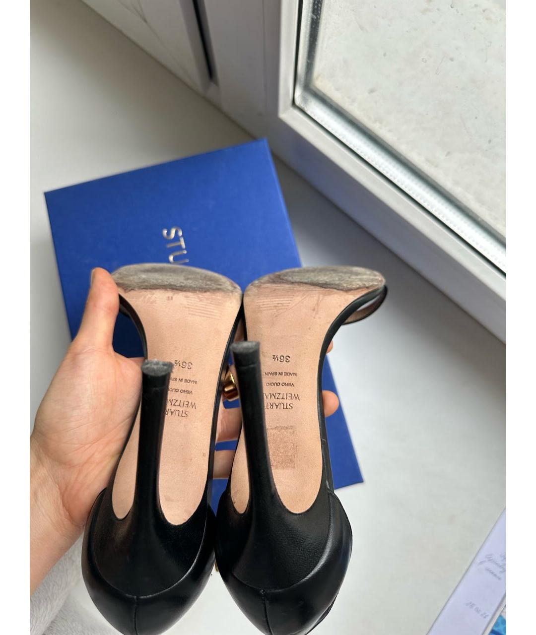 STUART WEITZMAN Черные кожаные босоножки, фото 4