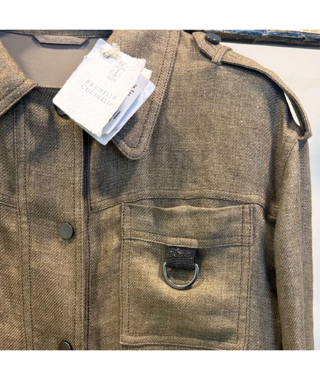 BRUNELLO CUCINELLI Коричневая льняная куртка, фото 3