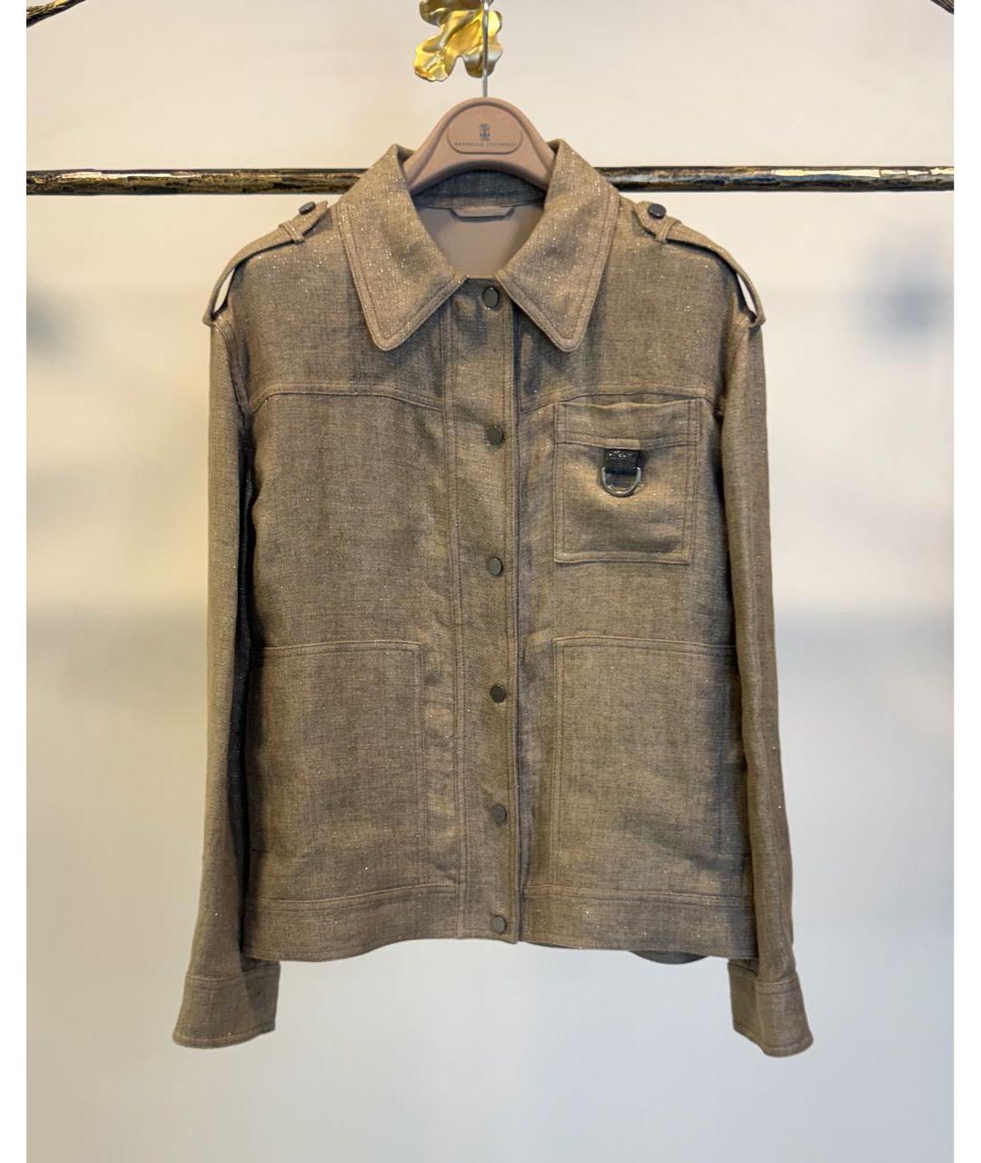 BRUNELLO CUCINELLI Коричневая льняная куртка, фото 8