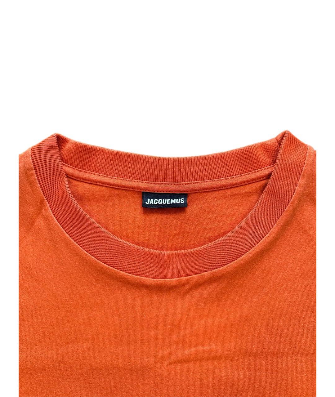 JACQUEMUS Оранжевая хлопковая футболка, фото 4