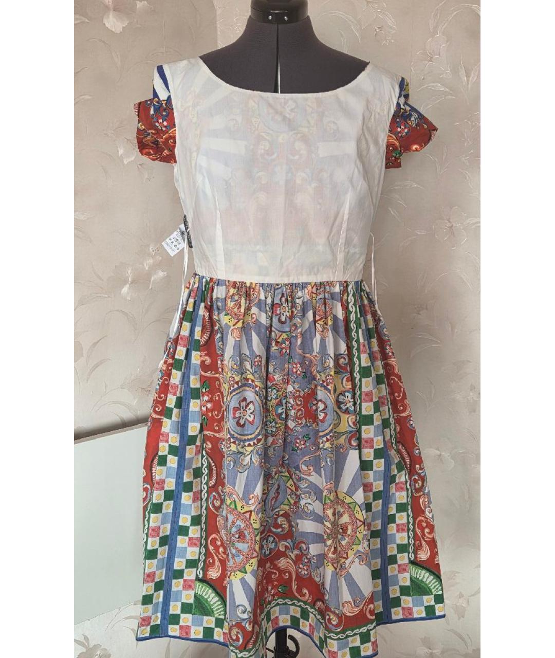 DOLCE&GABBANA Мульти хлопковое повседневное платье, фото 3