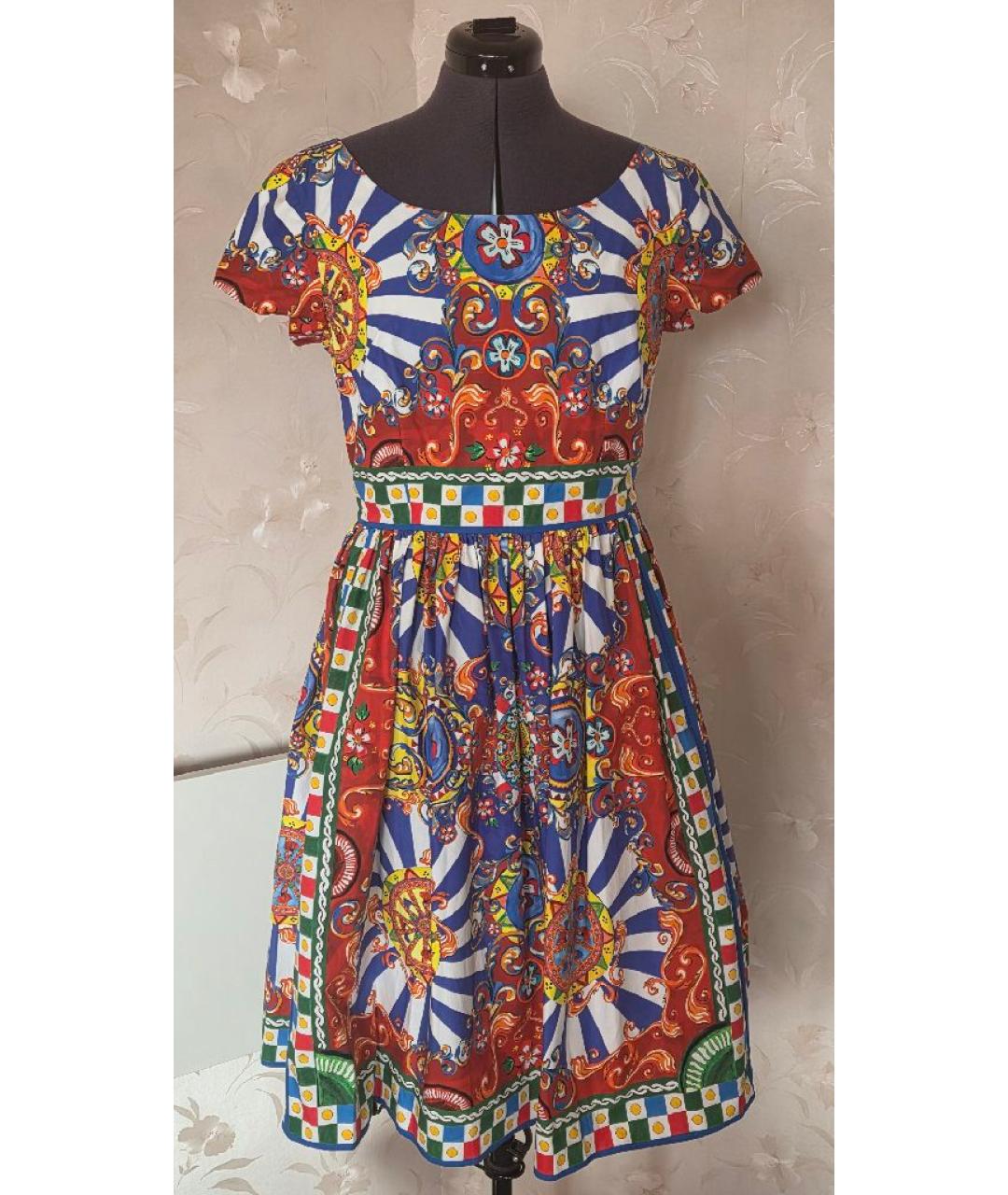 DOLCE&GABBANA Мульти хлопковое повседневное платье, фото 5