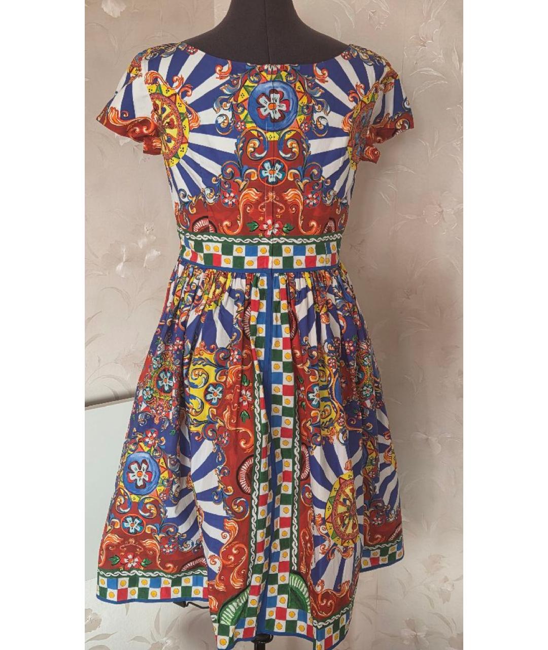 DOLCE&GABBANA Мульти хлопковое повседневное платье, фото 2