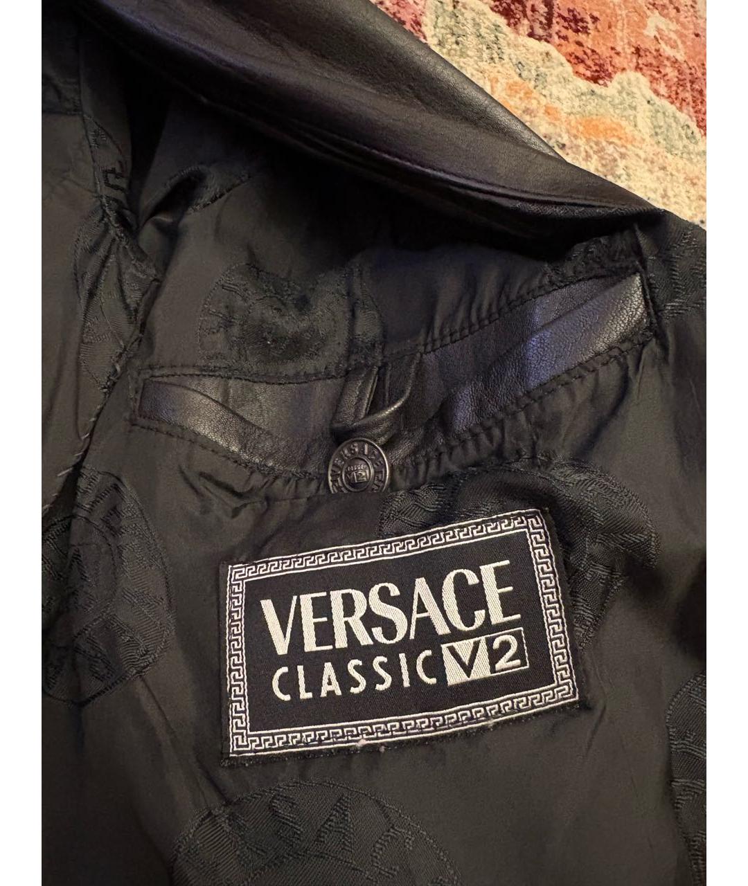 VERSACE Черная кожаная куртка, фото 3