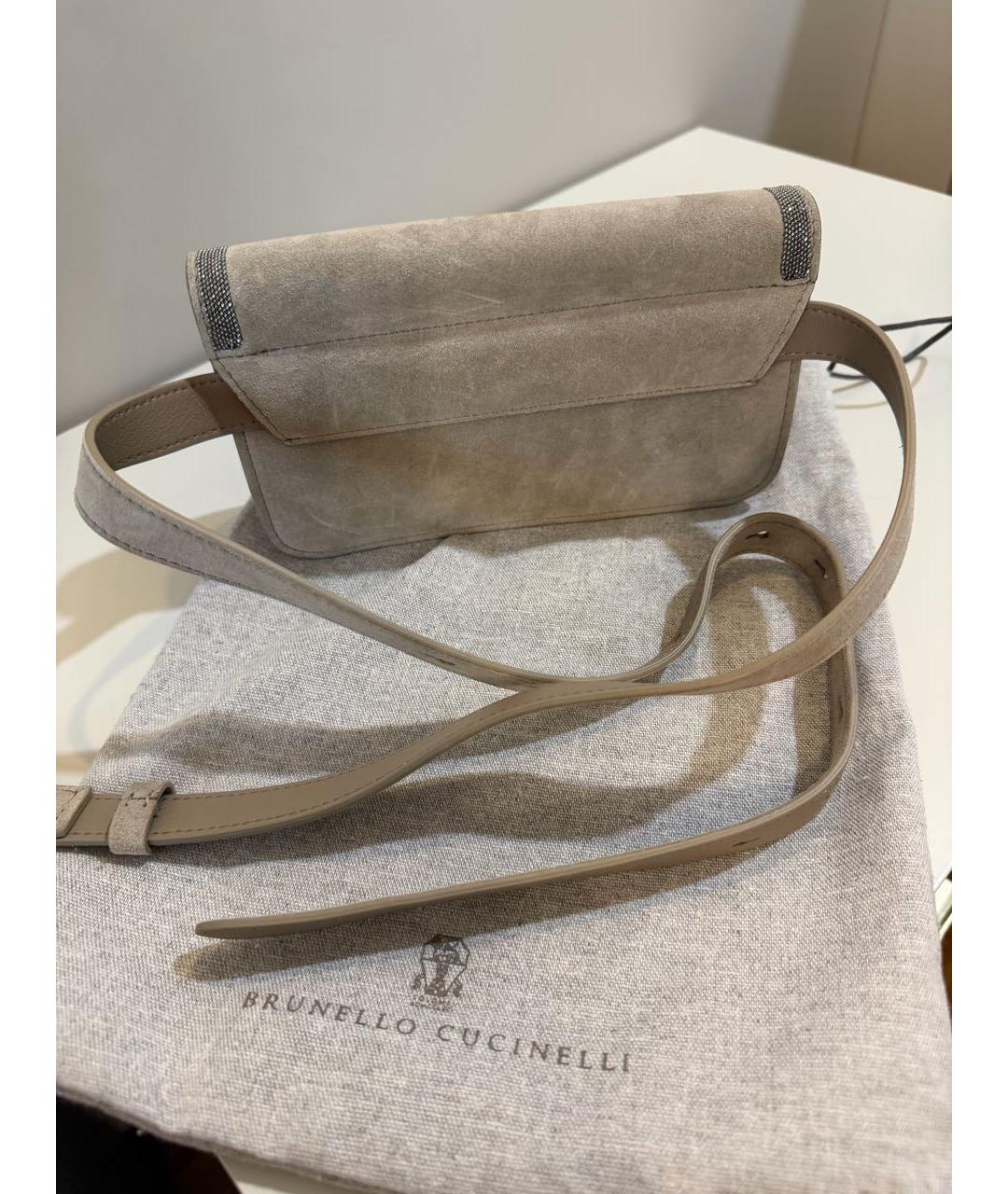 BRUNELLO CUCINELLI Бежевая замшевая поясная сумка, фото 4