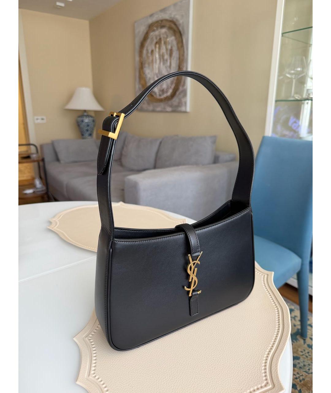 SAINT LAURENT Черная кожаная сумка с короткими ручками, фото 2