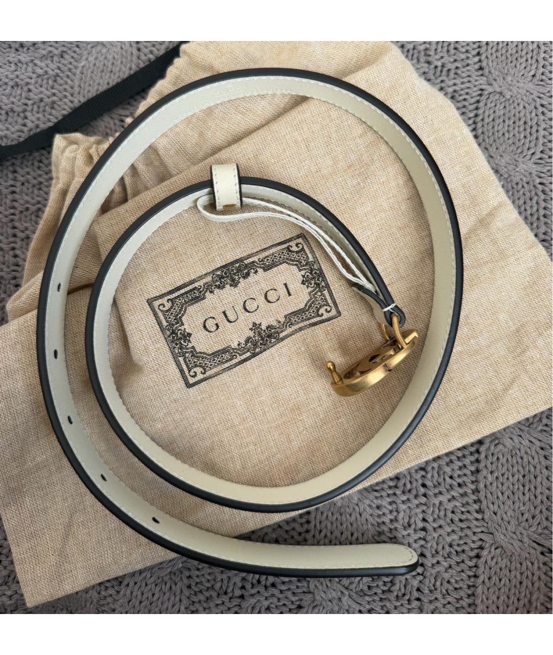 GUCCI Бежевый кожаный ремень, фото 2