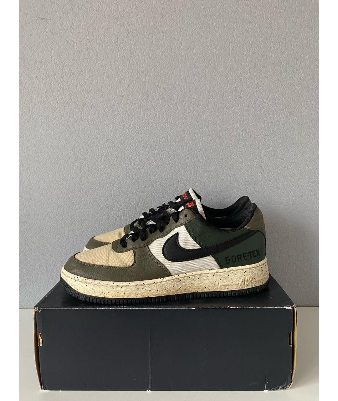 NIKE Хаки кожаные низкие кроссовки / кеды, фото 3