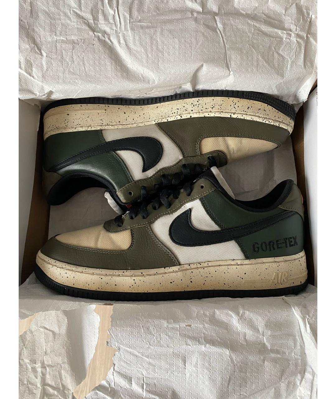 NIKE Хаки кожаные низкие кроссовки / кеды, фото 2