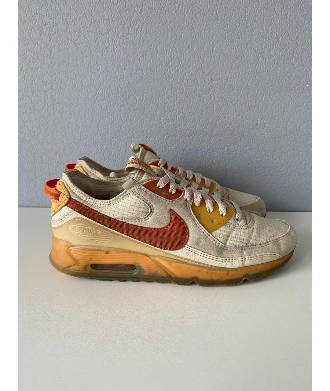 NIKE Бежевые текстильные низкие кроссовки / кеды, фото 4