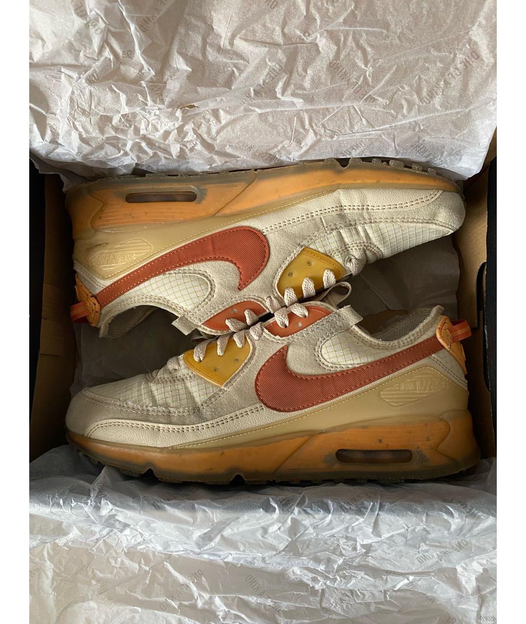 NIKE Бежевые текстильные низкие кроссовки / кеды, фото 2