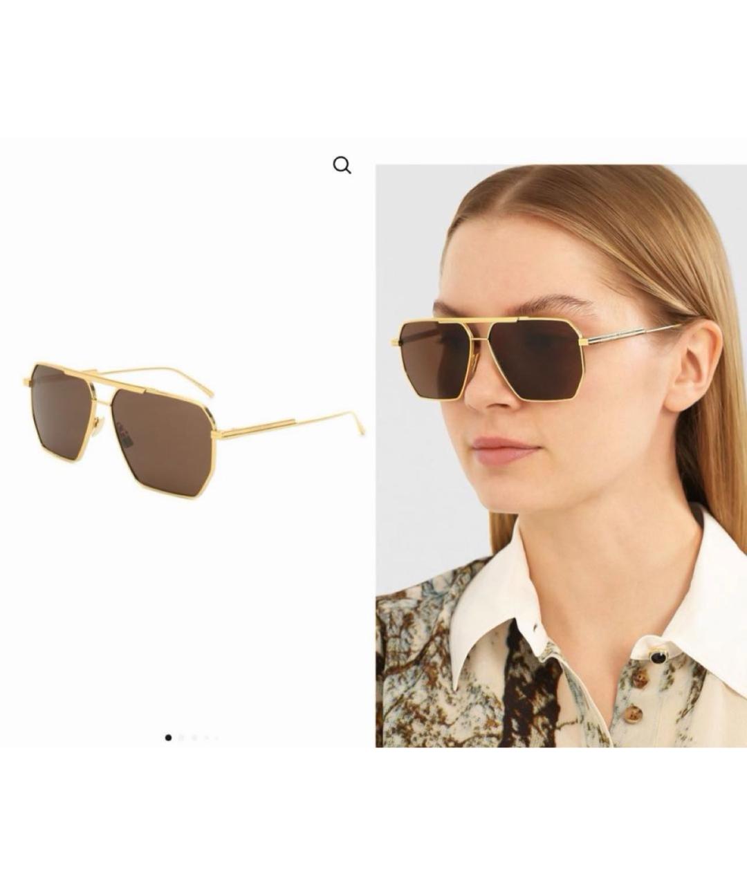 BOTTEGA VENETA Золотые металлические солнцезащитные очки, фото 7