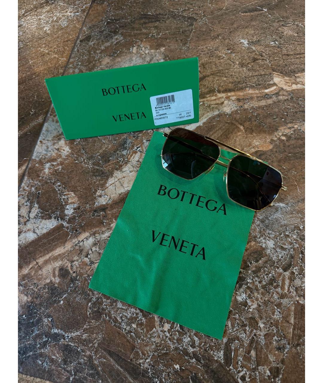 BOTTEGA VENETA Золотые металлические солнцезащитные очки, фото 6