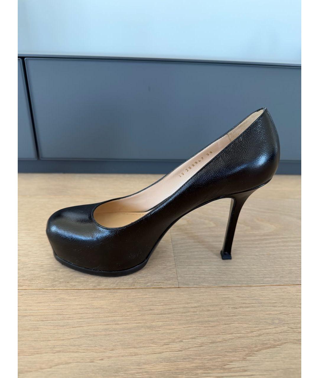 SAINT LAURENT Черные кожаные туфли, фото 6