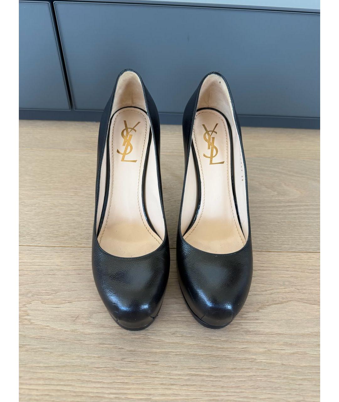 SAINT LAURENT Черные кожаные туфли, фото 2