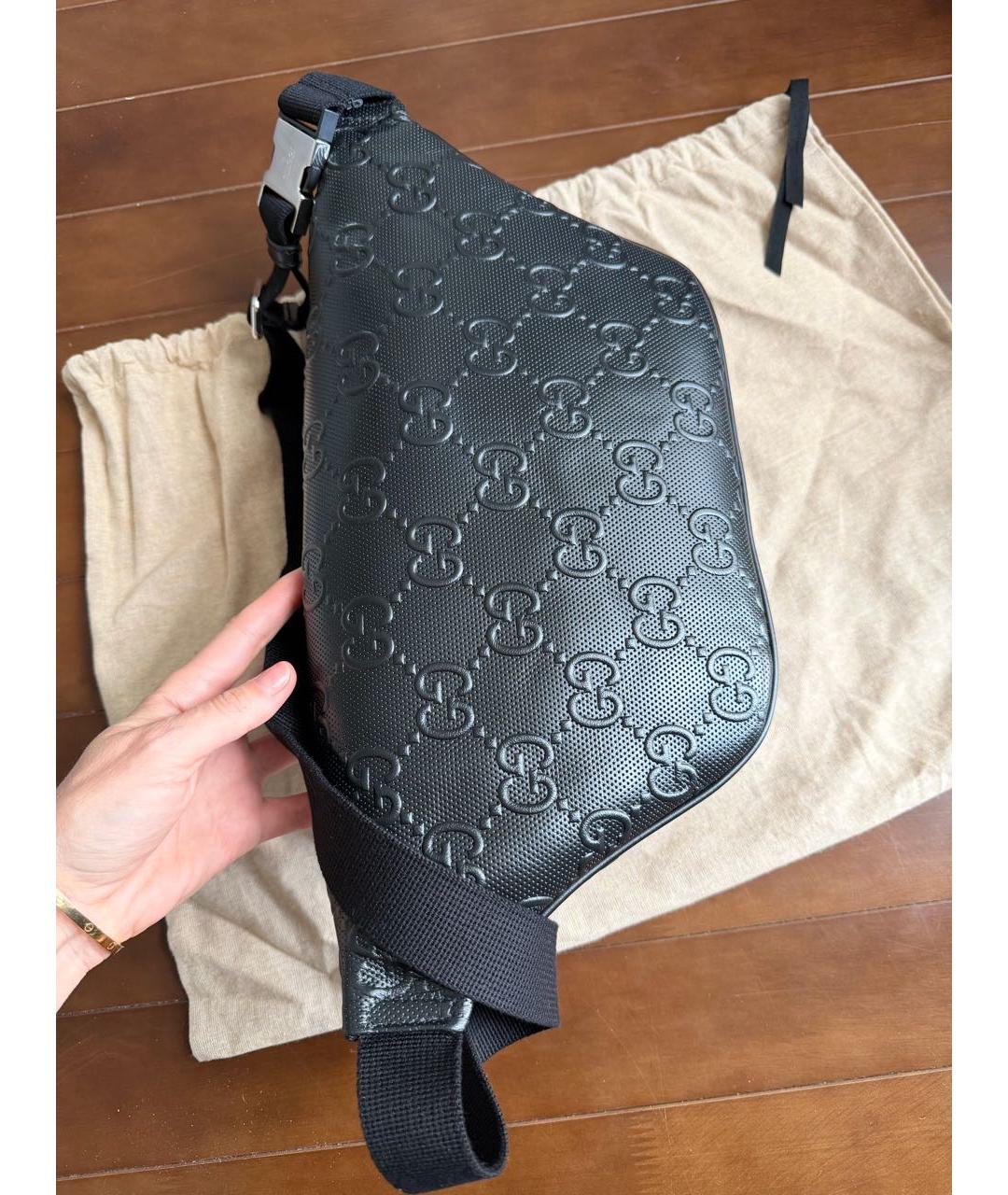 GUCCI Черная кожаная поясная сумка, фото 2