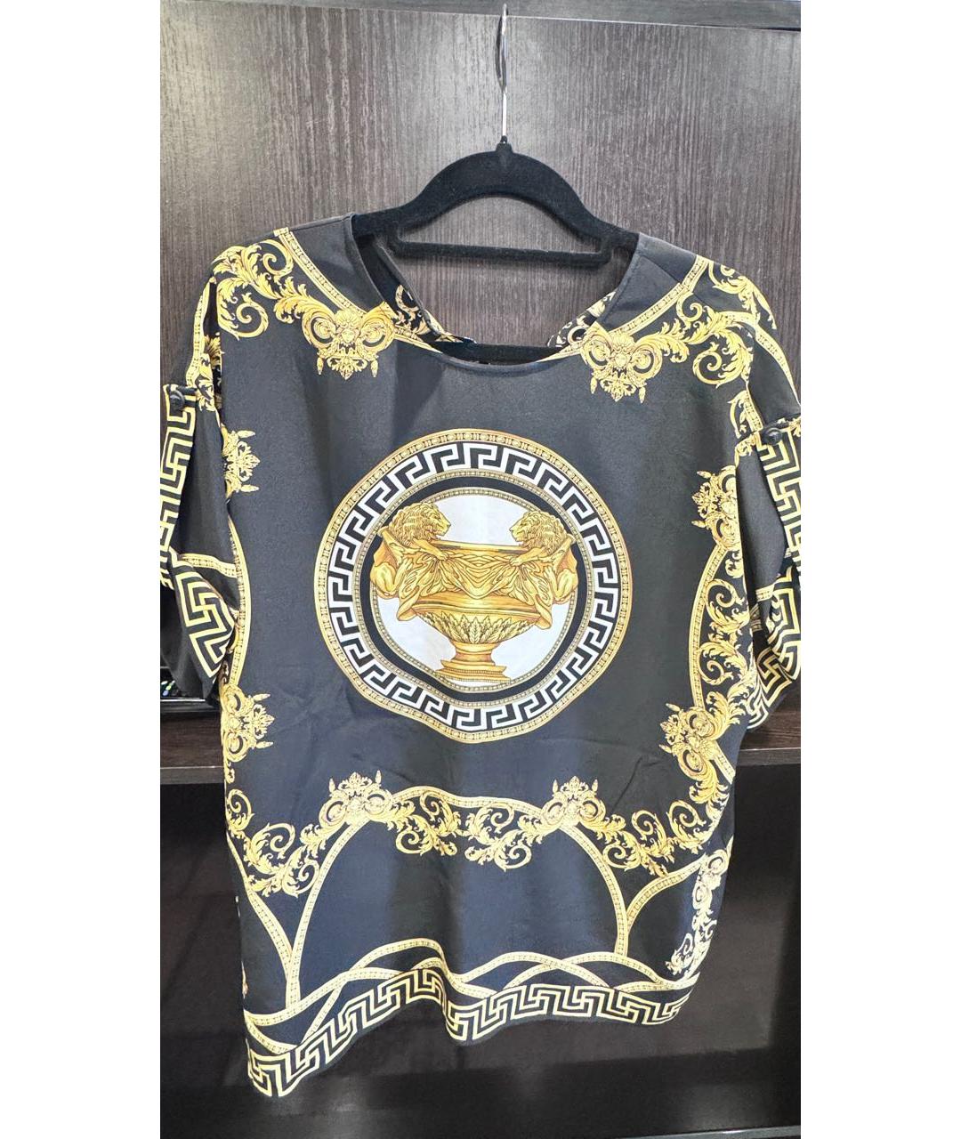 VERSACE Черная шелковая блузы, фото 8