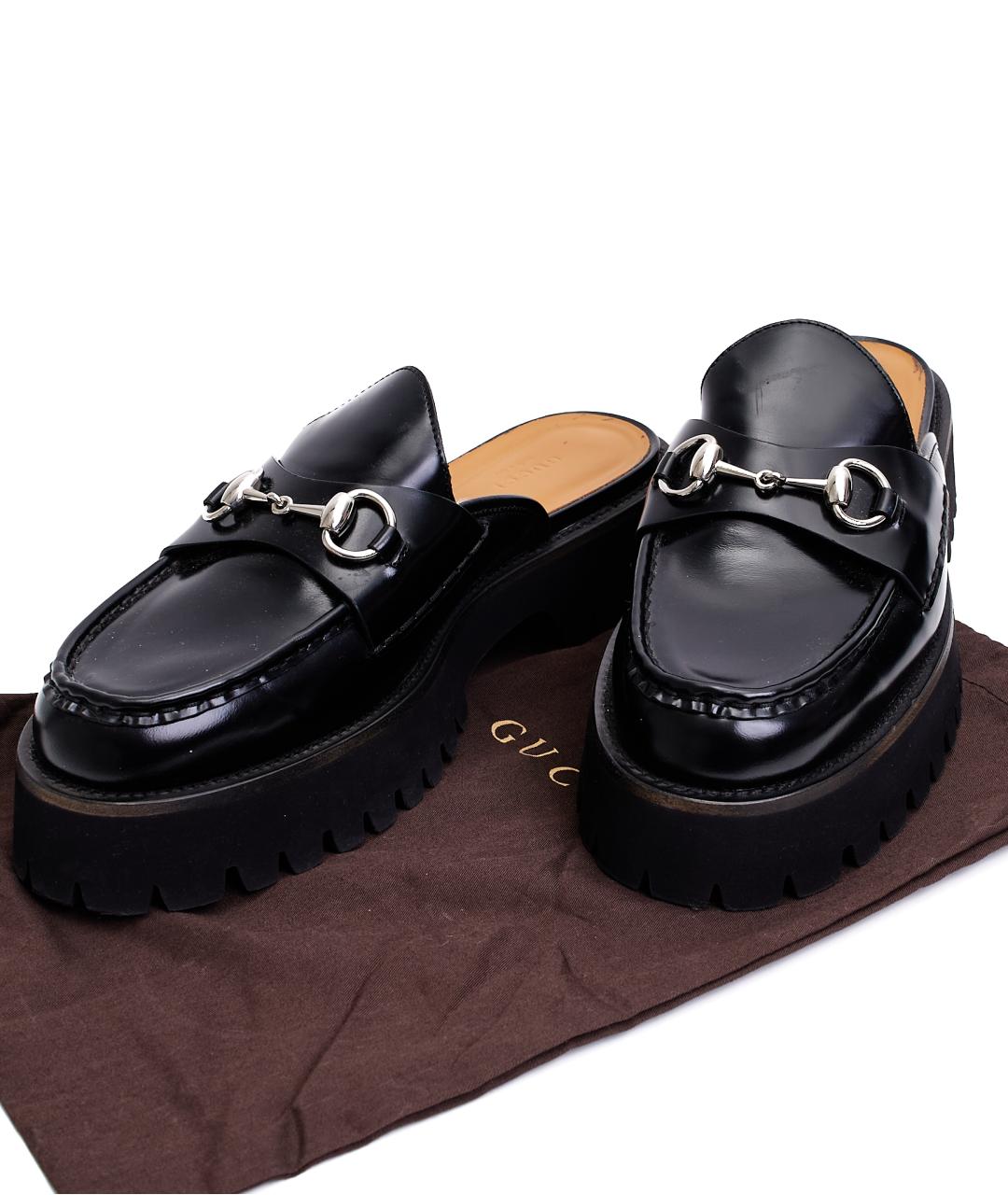 GUCCI Черные кожаные мюли, фото 8