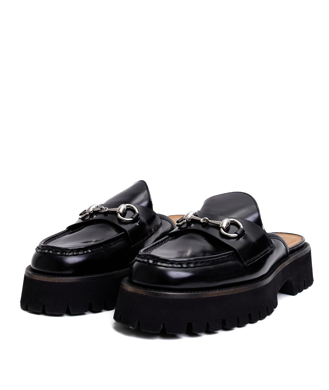 GUCCI Черные кожаные мюли, фото 2