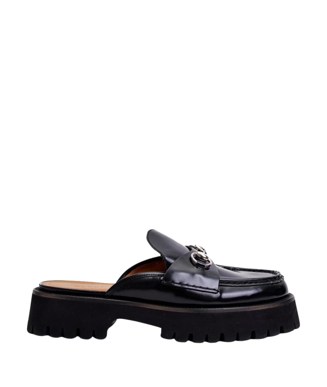GUCCI Черные кожаные мюли, фото 1