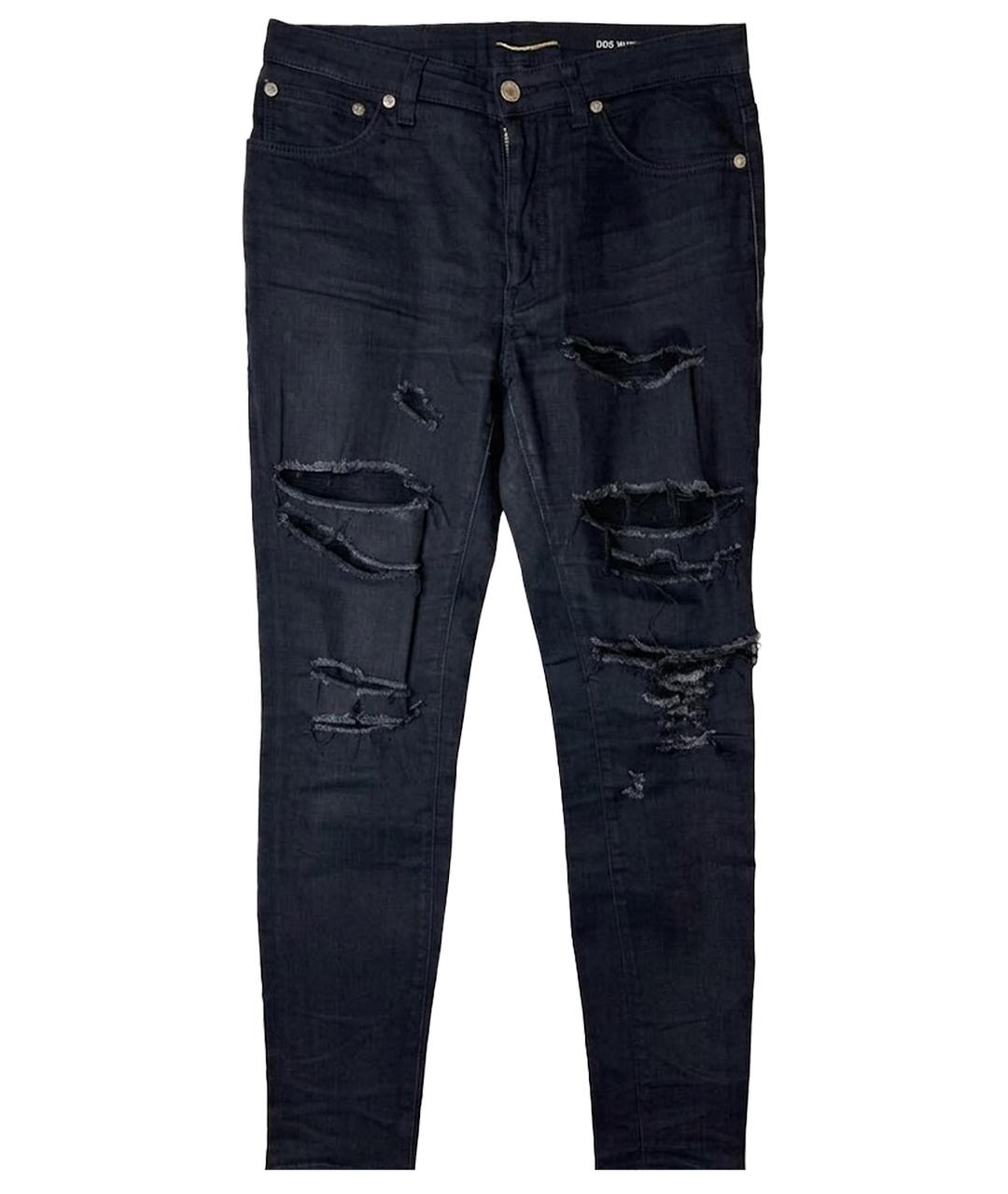 SAINT LAURENT Черные хлопко-эластановые джинсы скинни, фото 1