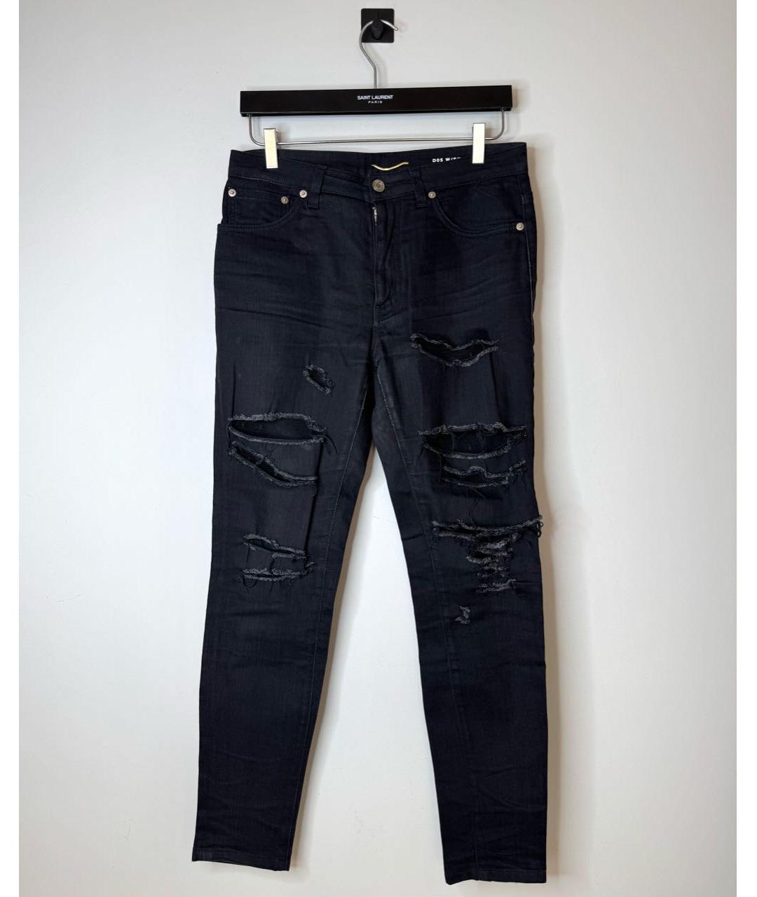 SAINT LAURENT Черные хлопко-эластановые джинсы скинни, фото 6