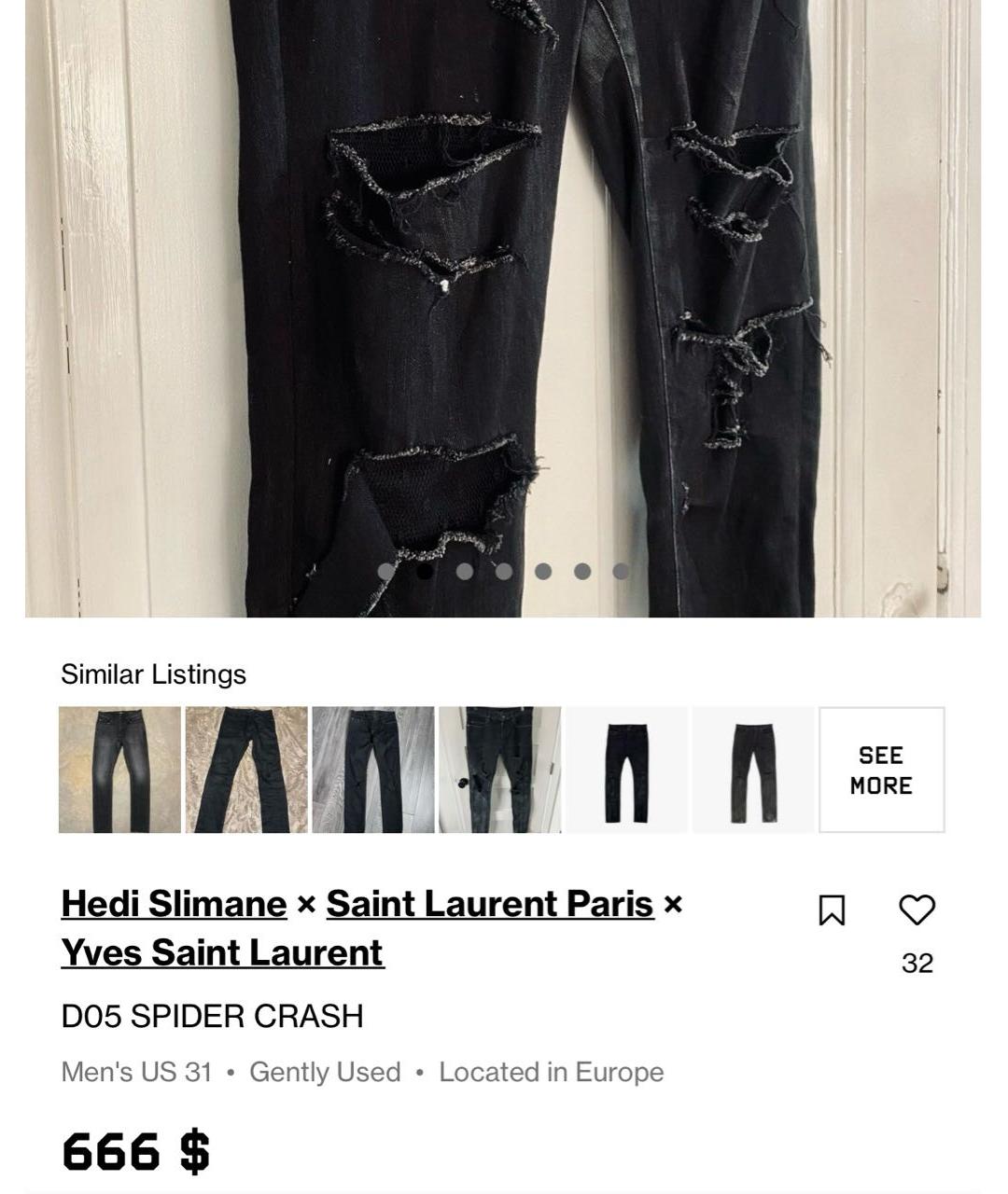 SAINT LAURENT Черные хлопко-эластановые джинсы скинни, фото 5