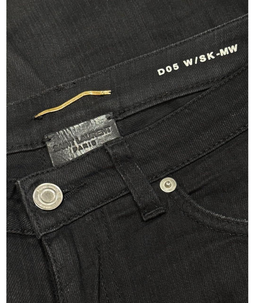 SAINT LAURENT Черные хлопко-эластановые джинсы скинни, фото 4