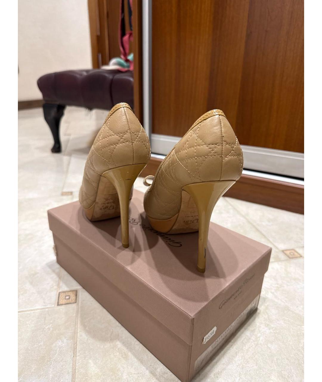 CHRISTIAN DIOR Бежевые кожаные туфли, фото 4