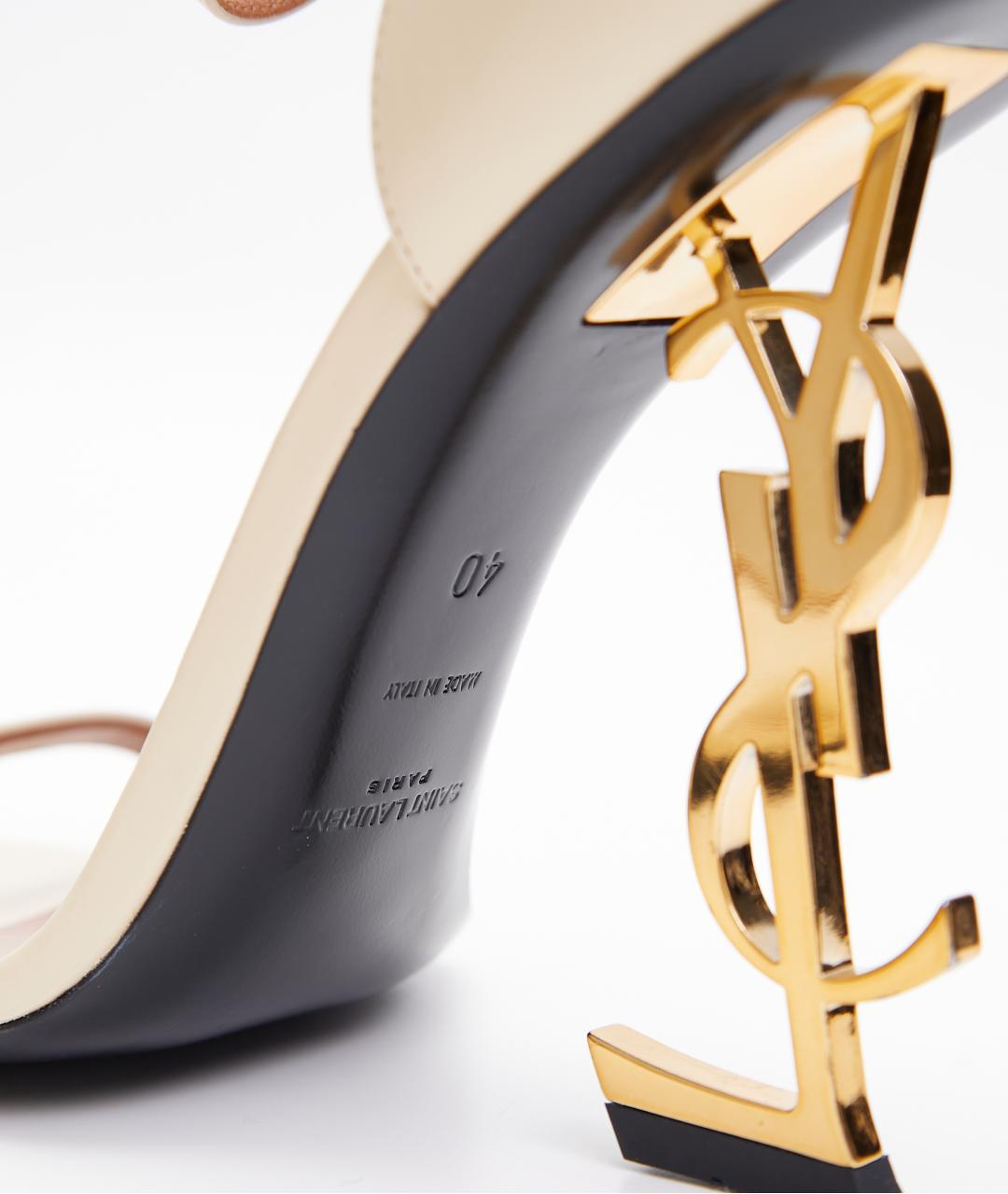 SAINT LAURENT Белые кожаные босоножки, фото 7