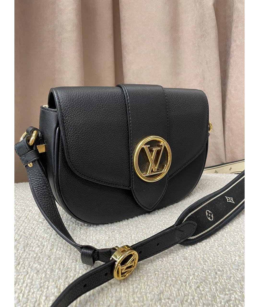 LOUIS VUITTON Черная кожаная сумка через плечо, фото 2