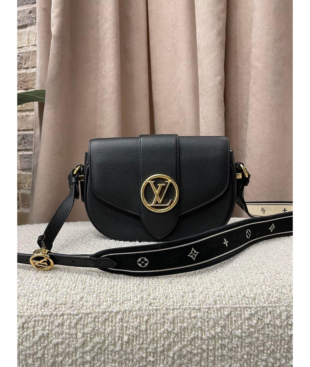 LOUIS VUITTON Черная кожаная сумка через плечо, фото 5