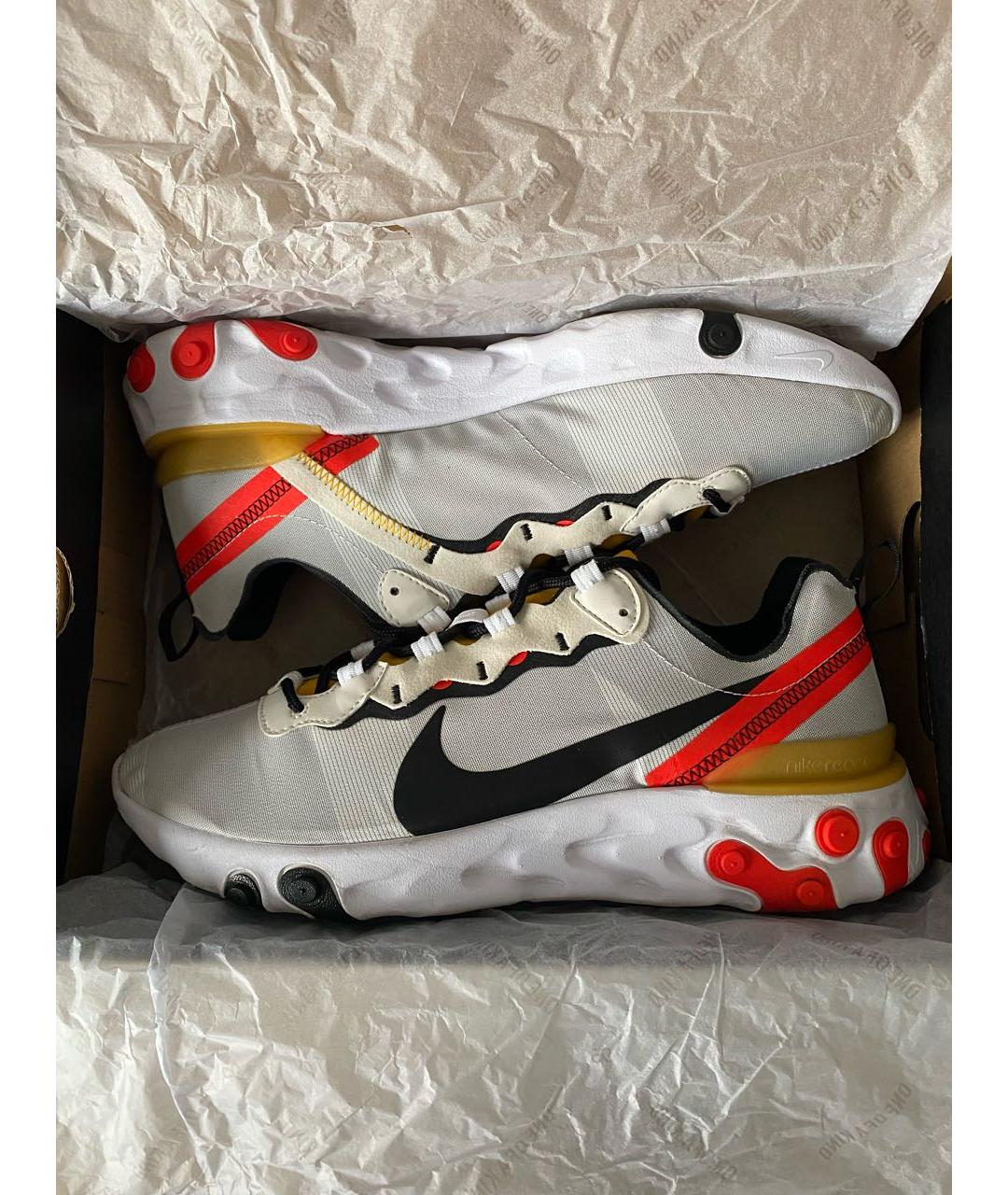 NIKE Белые текстильные низкие кроссовки / кеды, фото 2