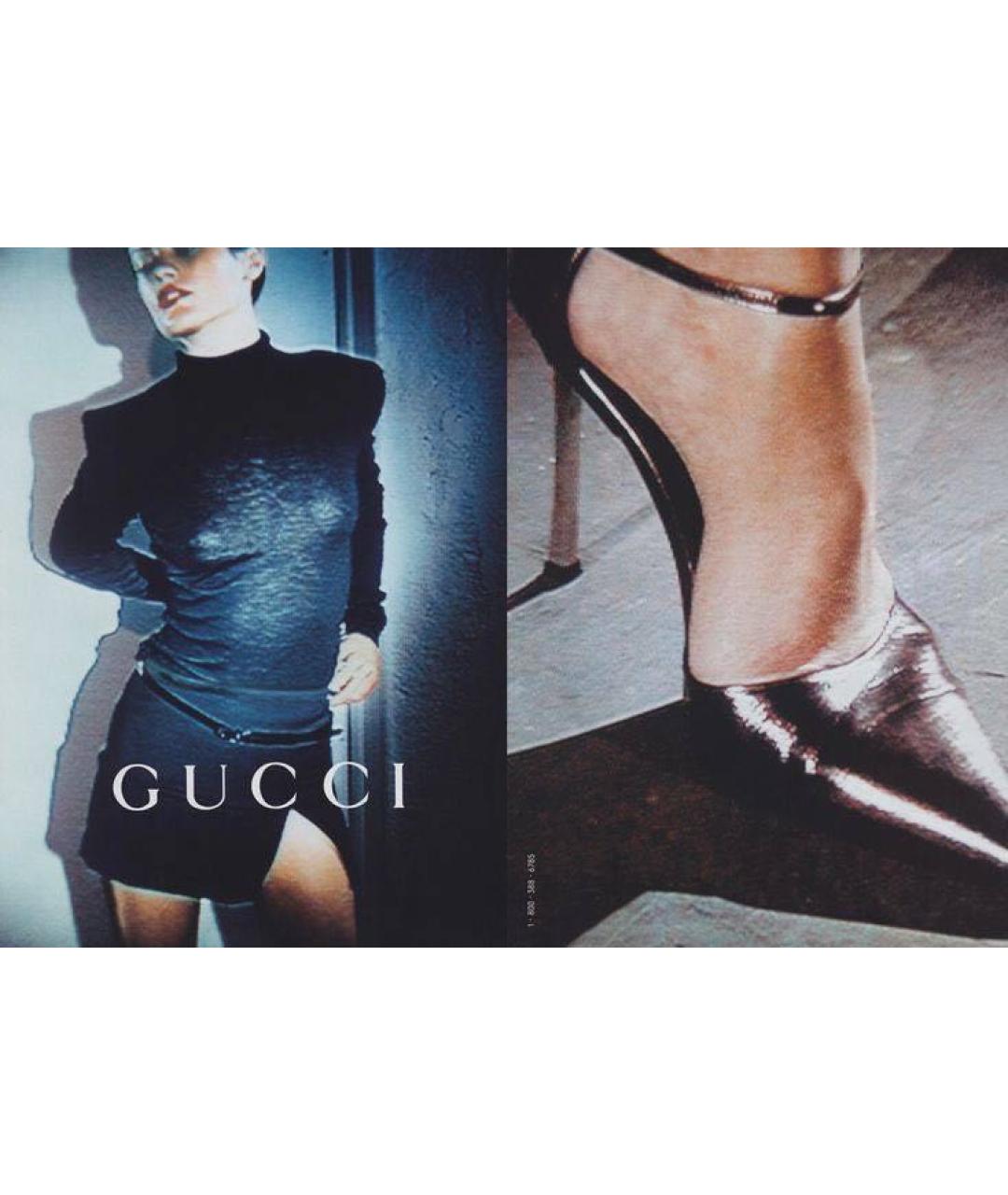 GUCCI Серебряные кожаные туфли, фото 7