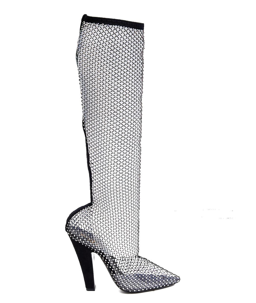 SAINT LAURENT Черные текстильные ботфорты, фото 6