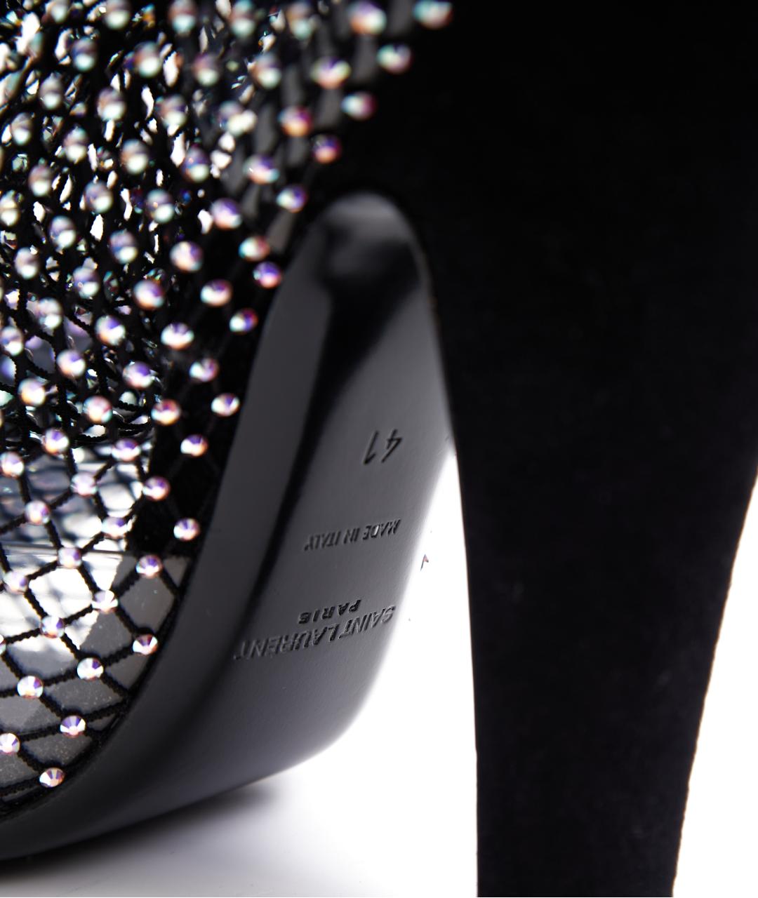 SAINT LAURENT Черные текстильные ботфорты, фото 5