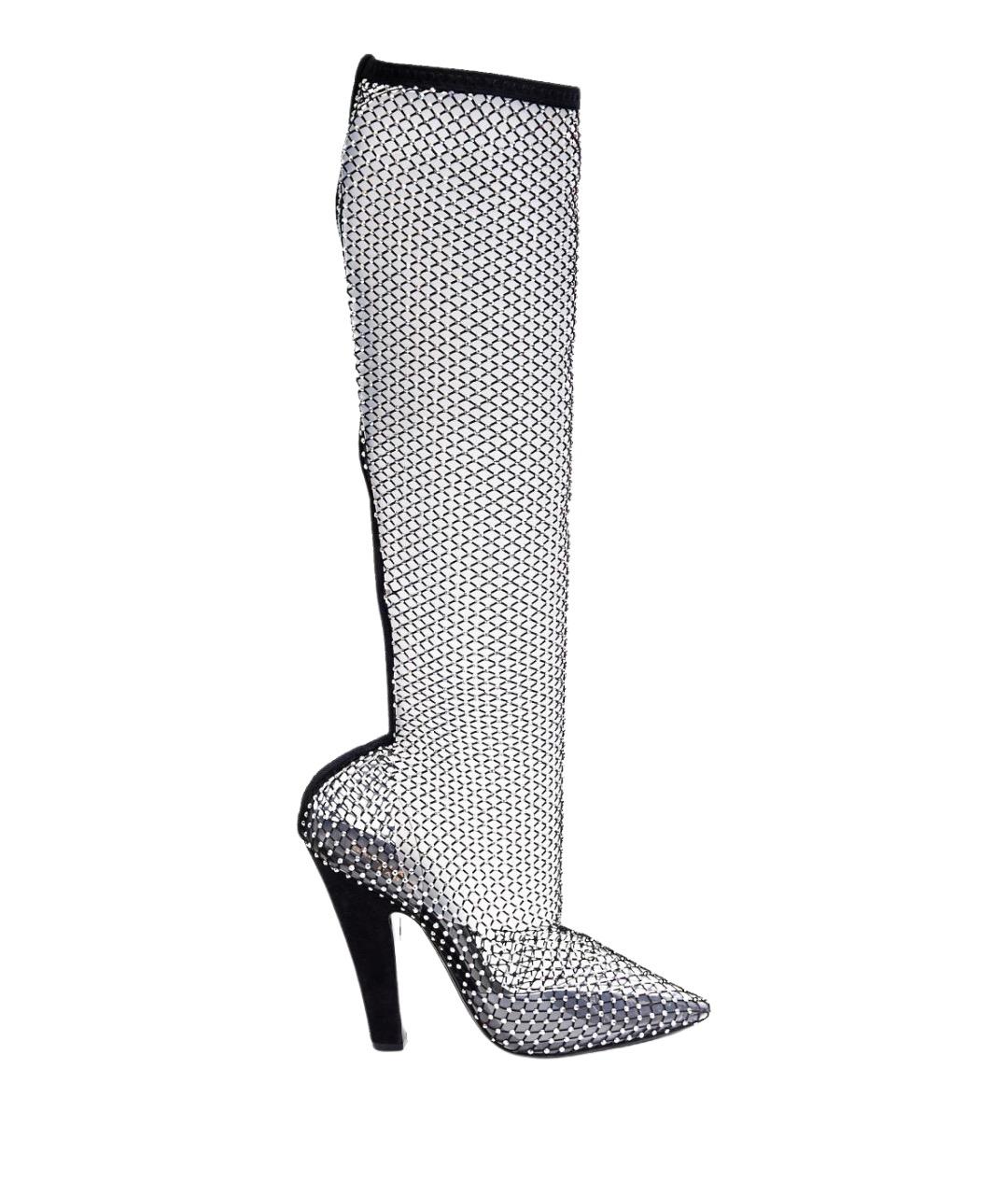 SAINT LAURENT Черные текстильные ботфорты, фото 1