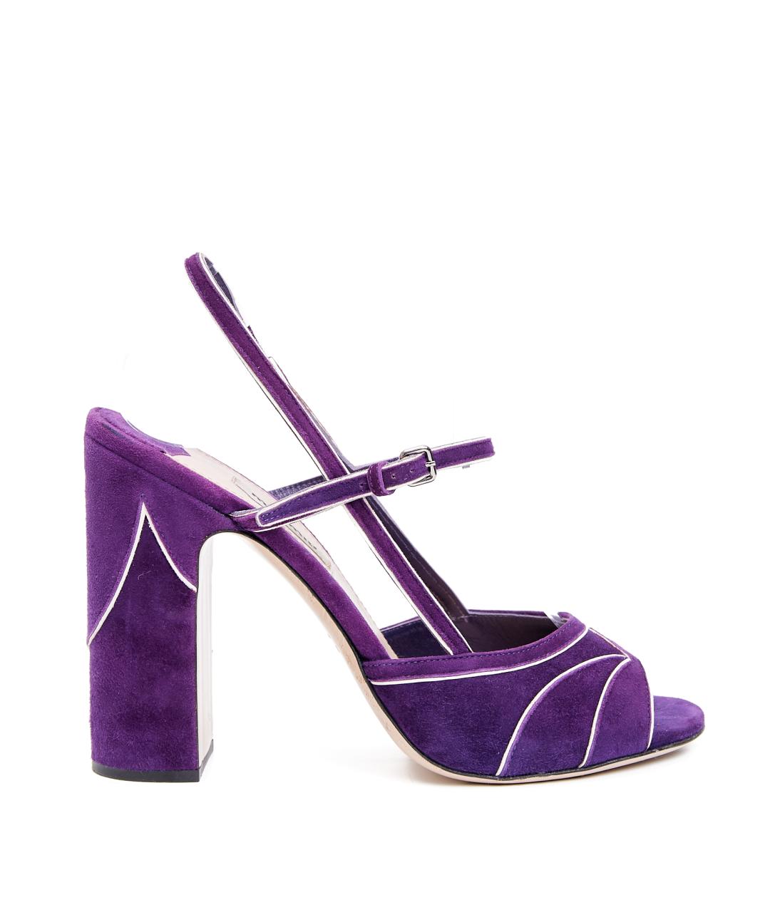 MIU MIU Фиолетовые замшевые босоножки, фото 6