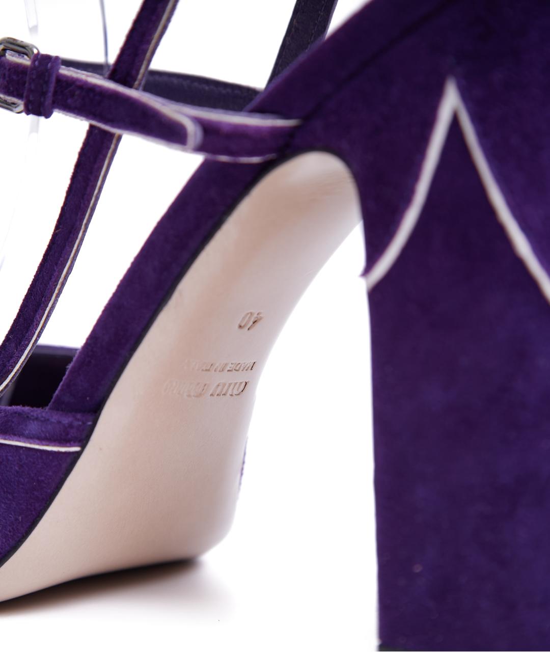 MIU MIU Фиолетовые замшевые босоножки, фото 5