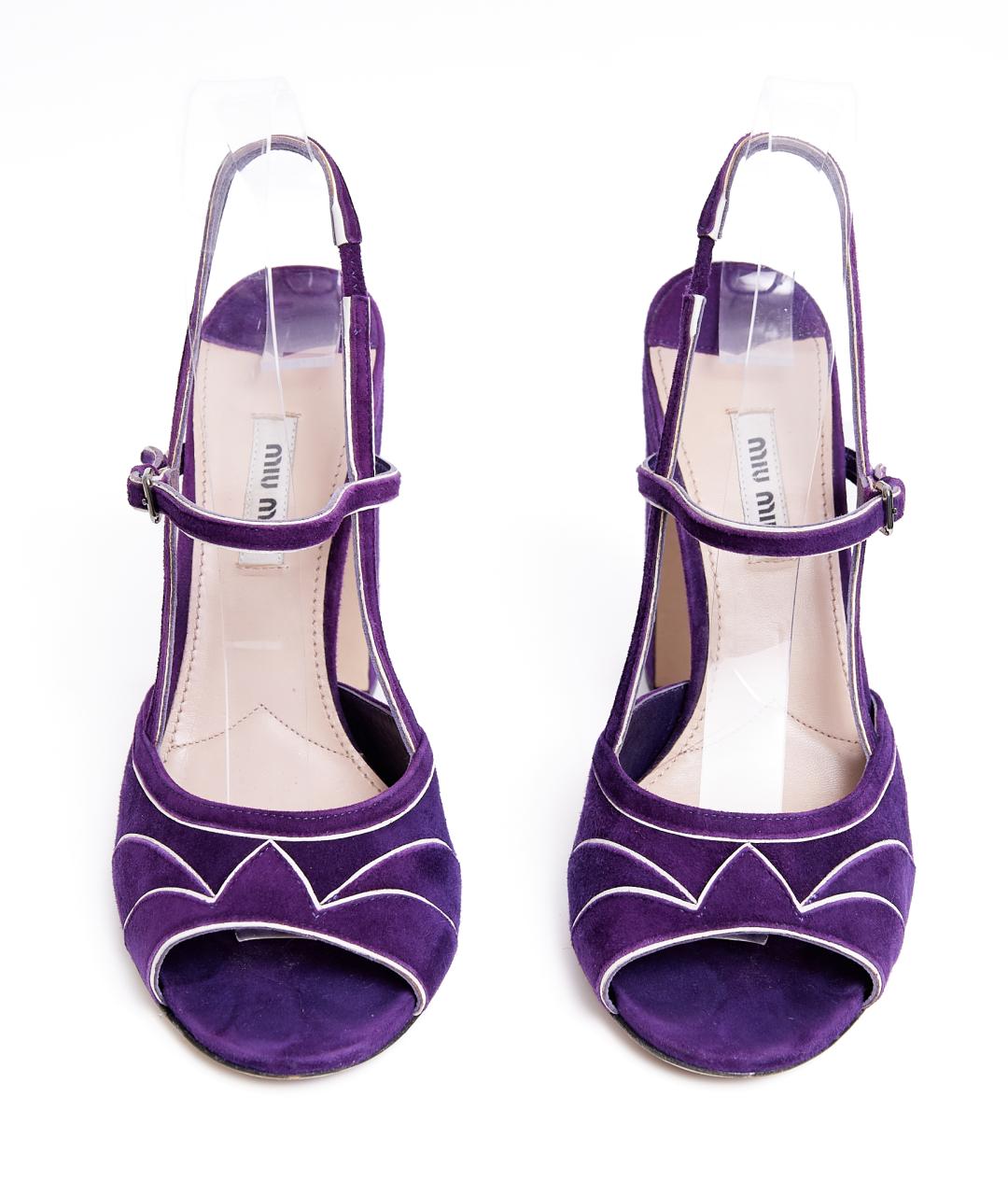 MIU MIU Фиолетовые замшевые босоножки, фото 4