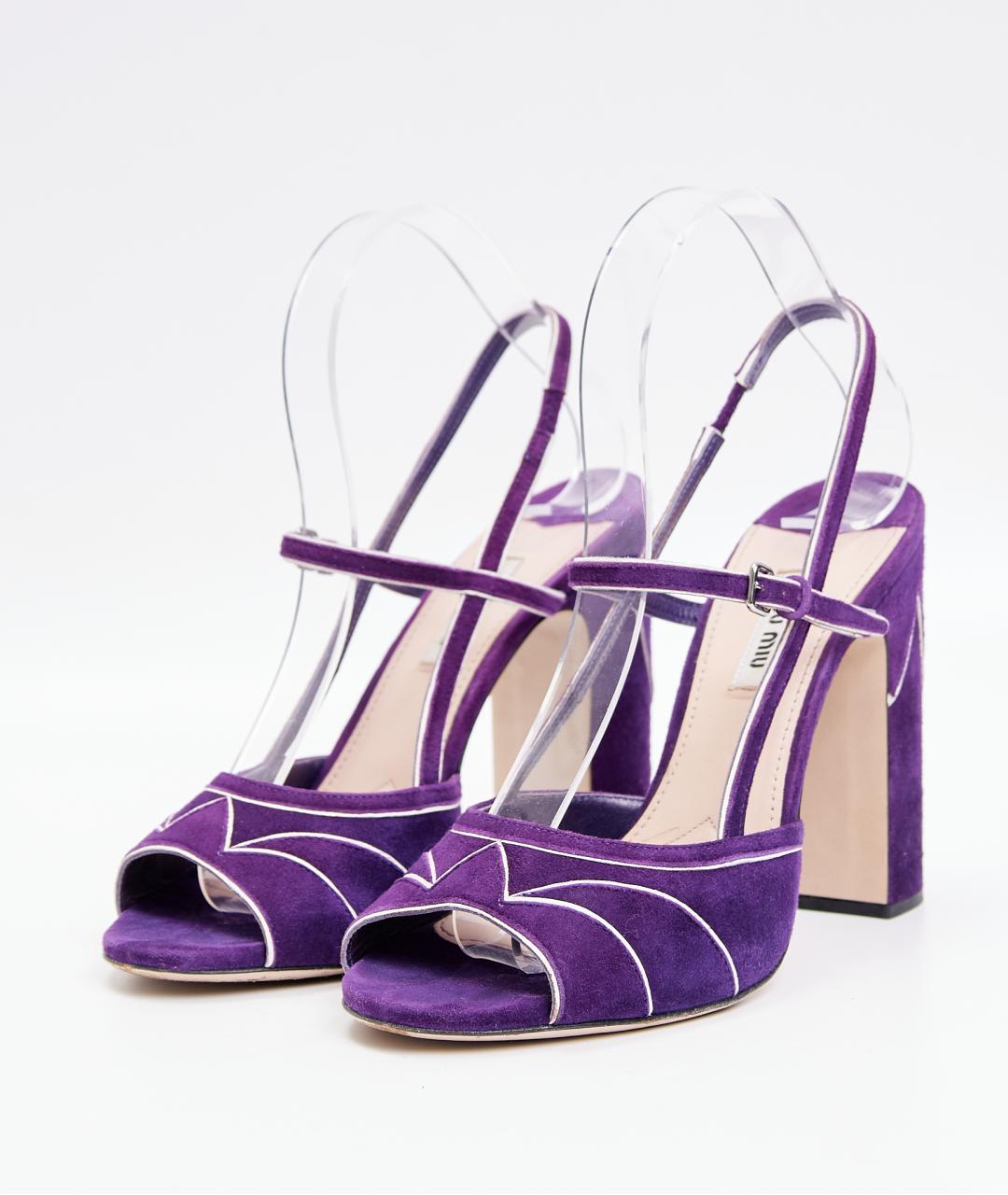 MIU MIU Фиолетовые замшевые босоножки, фото 2