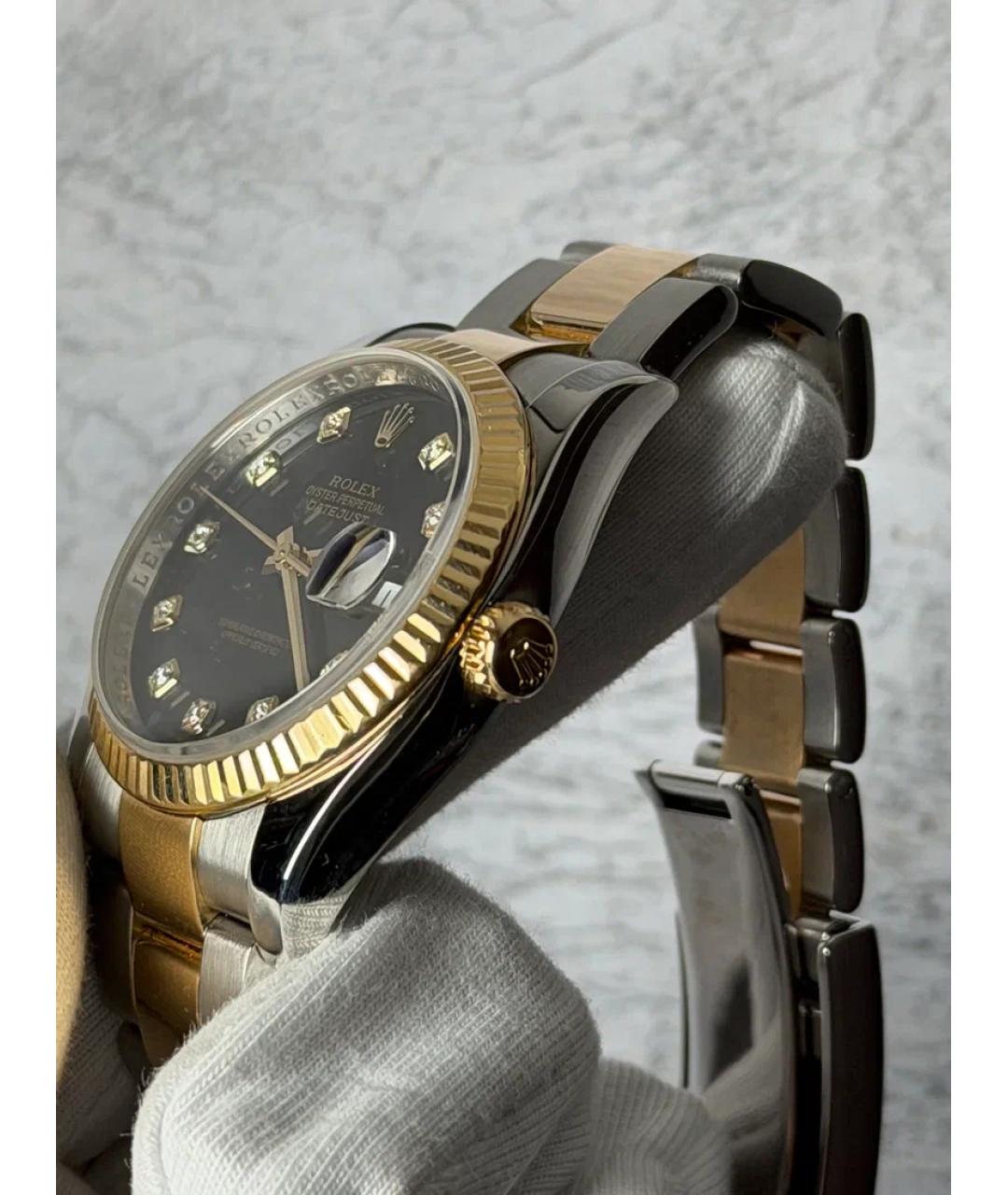 ROLEX Черные часы из желтого золота, фото 3