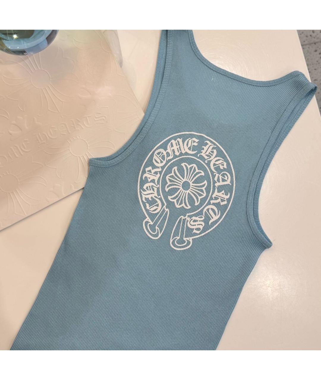 CHROME HEARTS Голубая хлопковая майка, фото 4