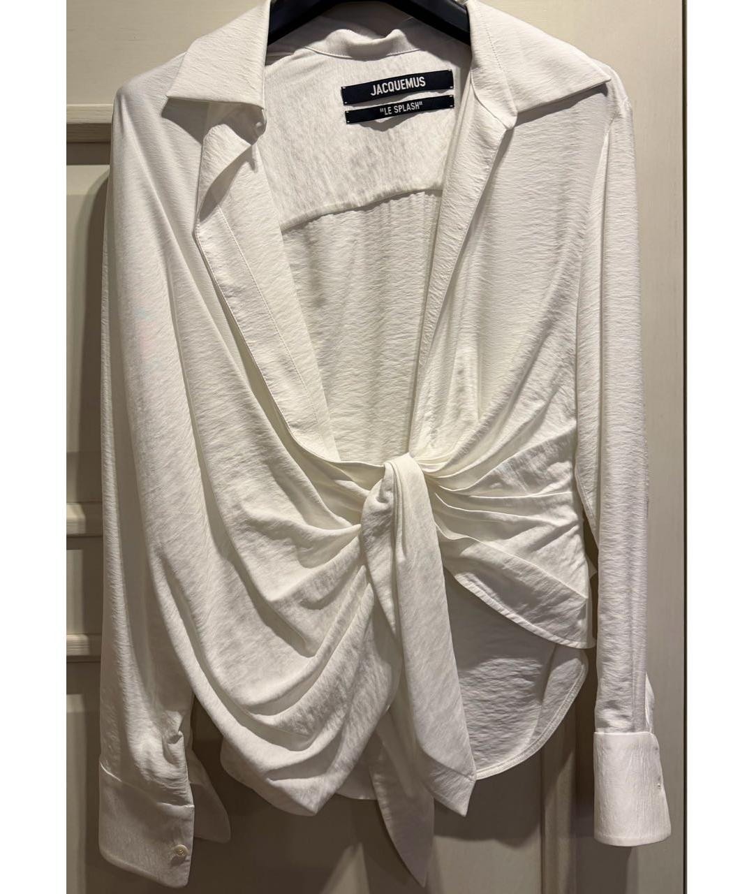 JACQUEMUS Белая хлопко-эластановая рубашка, фото 4