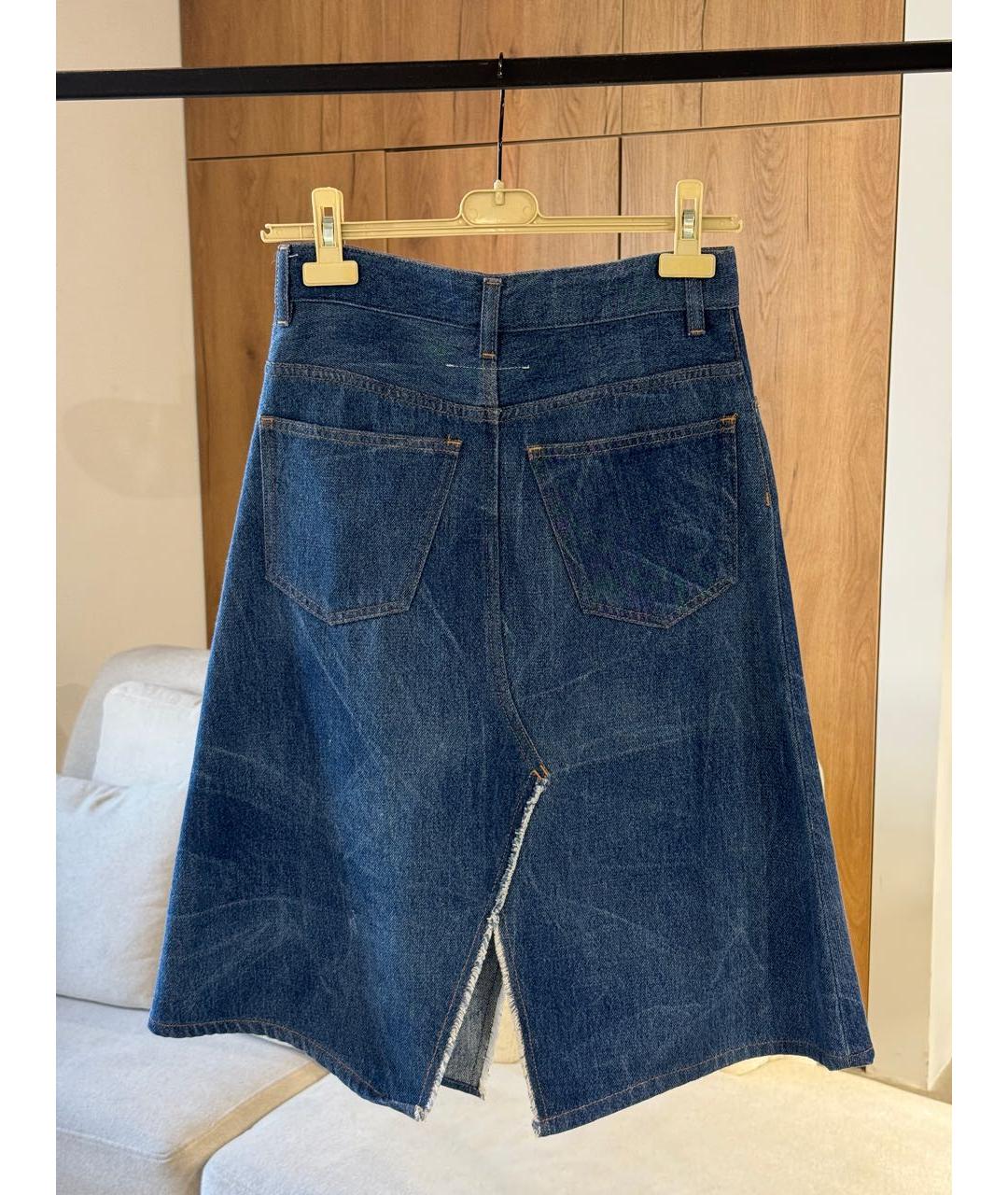 MM6 MAISON MARGIELA Темно-синяя деним юбка миди, фото 2