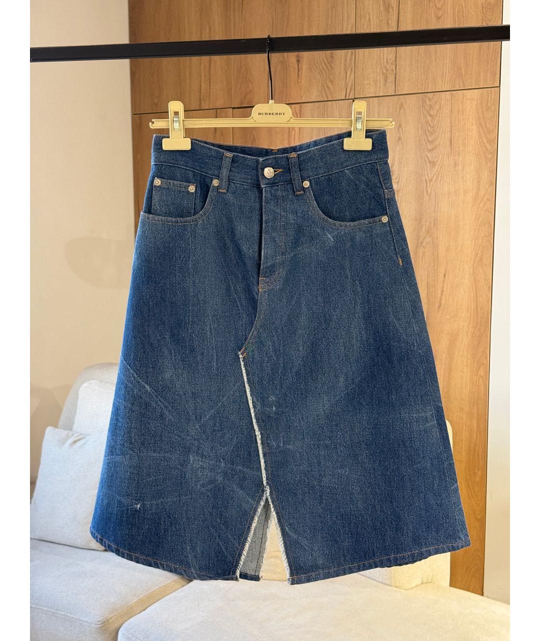 MM6 MAISON MARGIELA Темно-синяя деним юбка миди, фото 5
