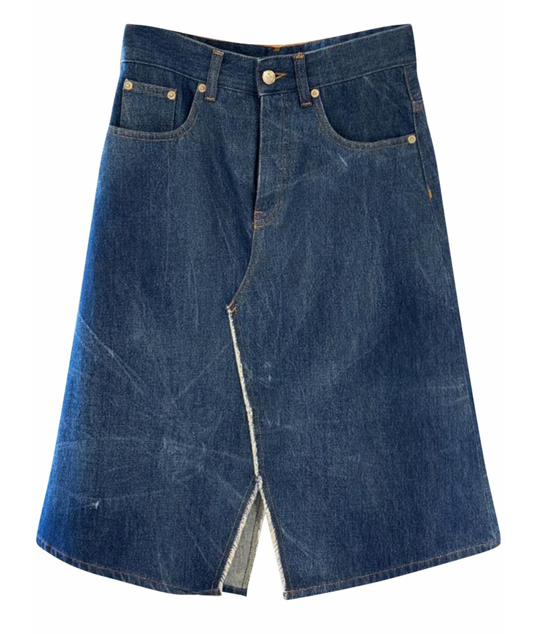 MM6 MAISON MARGIELA Темно-синяя деним юбка миди, фото 1